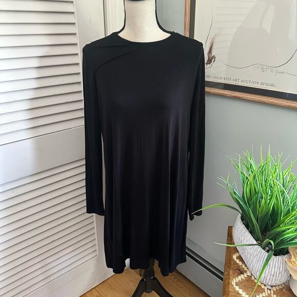 BCBGMAXAZRIA Womens Dress Long Sleeve Jersey Knee Length Minimalist Goth | M - Picture 1 of 13